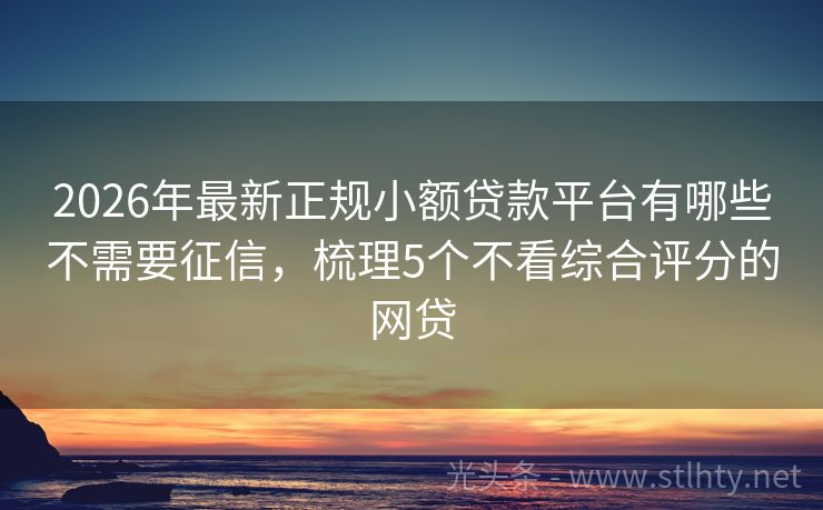 2026年最新正规小额贷款平台有哪些不需要征信，梳理5个不看综合评分的网贷