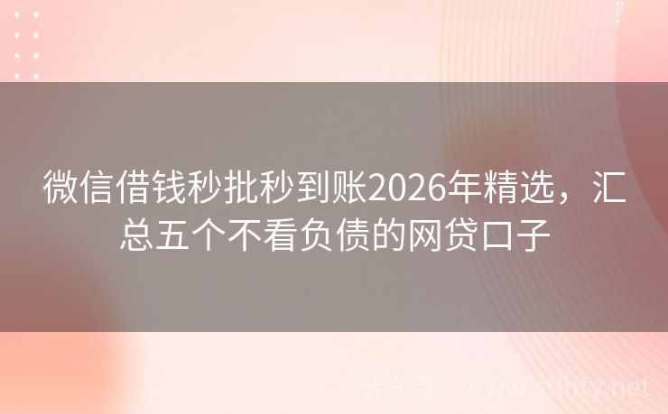 微信借钱秒批秒到账2026年精选，汇总五个不看负债的网贷口子