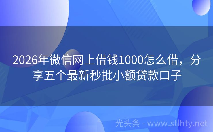 2026年微信网上借钱1000怎么借，分享五个最新秒批小额贷款口子