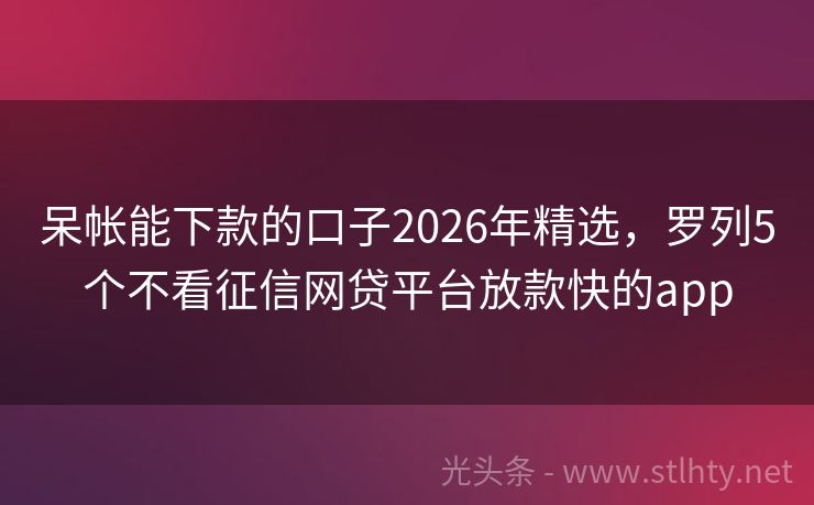 呆帐能下款的口子2026年精选，罗列5个不看征信网贷平台放款快的app