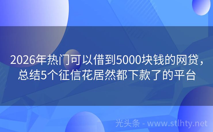 2026年热门可以借到5000块钱的网贷，总结5个征信花居然都下款了的平台