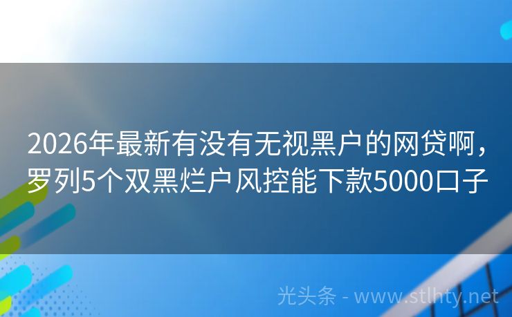 2026年最新有没有无视黑户的网贷啊，罗列5个双黑烂户风控能下款5000口子