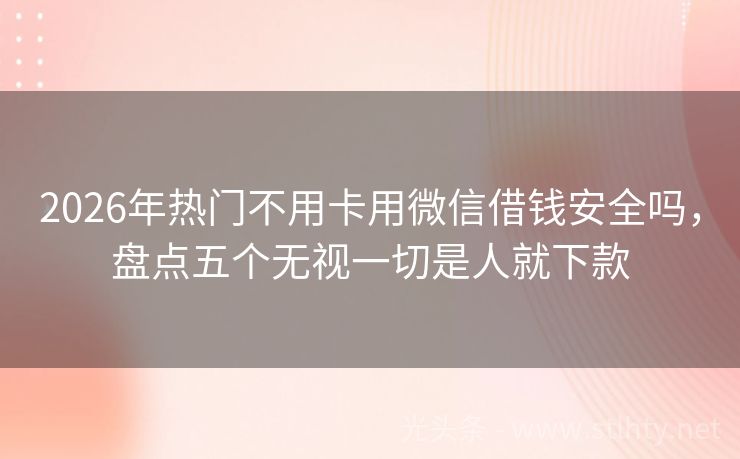 2026年热门不用卡用微信借钱安全吗，盘点五个无视一切是人就下款