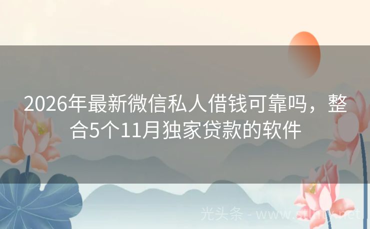 2026年最新微信私人借钱可靠吗，整合5个11月独家贷款的软件
