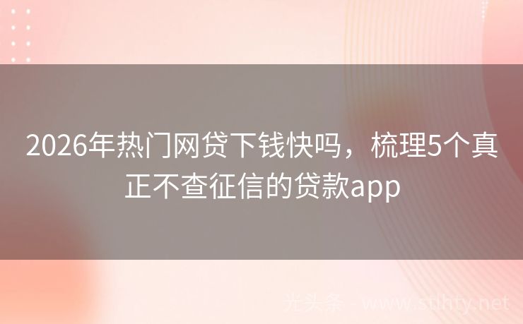 2026年热门网贷下钱快吗，梳理5个真正不查征信的贷款app