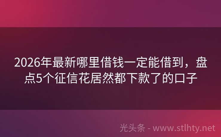 2026年最新哪里借钱一定能借到，盘点5个征信花居然都下款了的口子