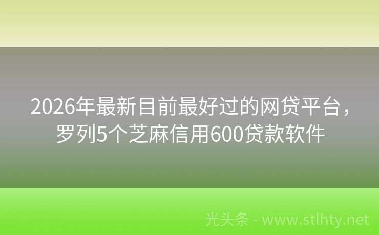 2026年最新目前最好过的网贷平台，罗列5个芝麻信用600贷款软件