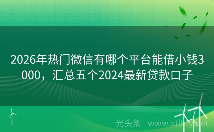 2026年热门微信有哪个平台能借小钱3000，汇总五个2024最新贷款口子