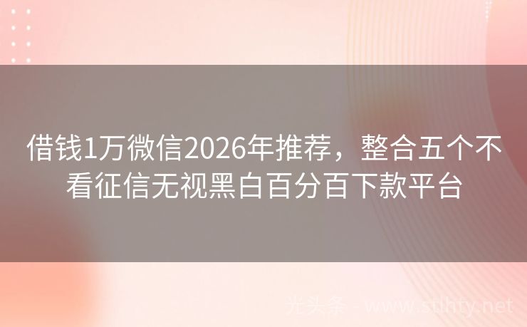 借钱1万微信2026年推荐，整合五个不看征信无视黑白百分百下款平台