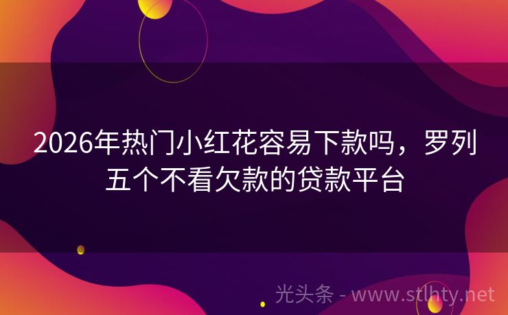2026年热门小红花容易下款吗，罗列五个不看欠款的贷款平台