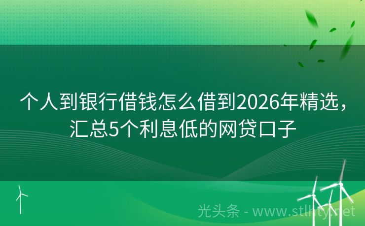个人到银行借钱怎么借到2026年精选，汇总5个利息低的网贷口子
