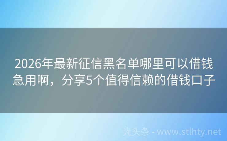 2026年最新征信黑名单哪里可以借钱急用啊，分享5个值得信赖的借钱口子