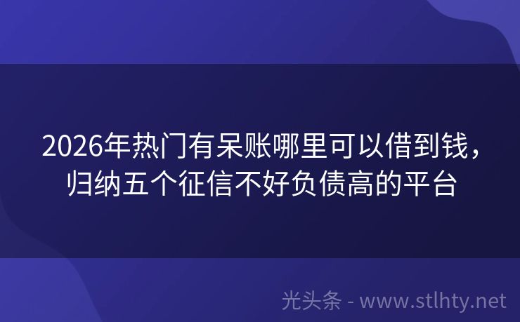 2026年热门有呆账哪里可以借到钱，归纳五个征信不好负债高的平台