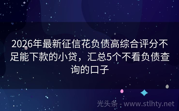 2026年最新征信花负债高综合评分不足能下款的小贷，汇总5个不看负债查询的口子