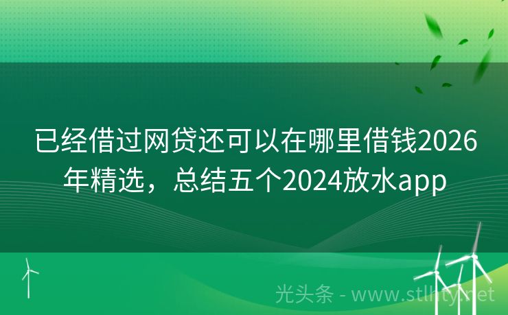 已经借过网贷还可以在哪里借钱2026年精选，总结五个2024放水app