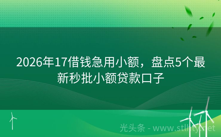 2026年17借钱急用小额，盘点5个最新秒批小额贷款口子
