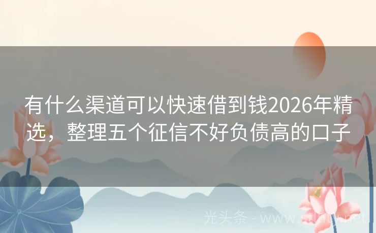 有什么渠道可以快速借到钱2026年精选，整理五个征信不好负债高的口子