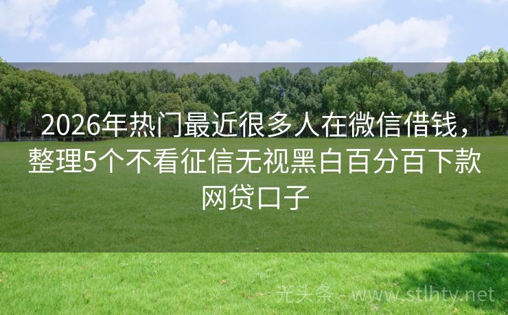 2026年热门最近很多人在微信借钱，整理5个不看征信无视黑白百分百下款网贷口子