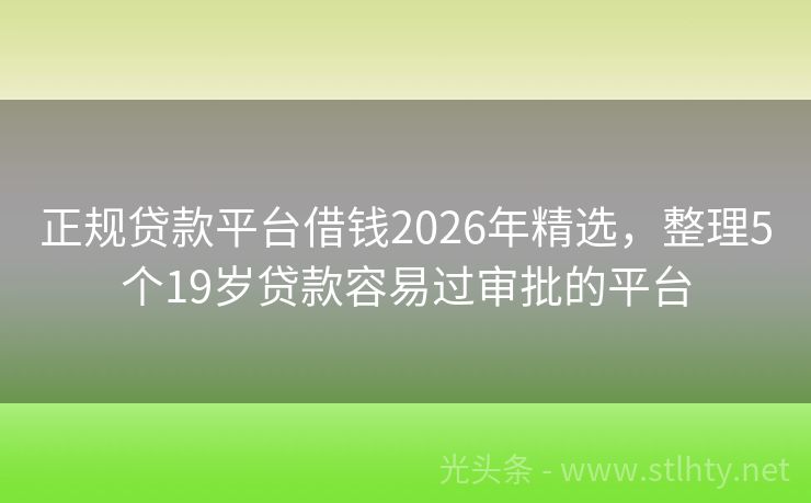 正规贷款平台借钱2026年精选，整理5个19岁贷款容易过审批的平台