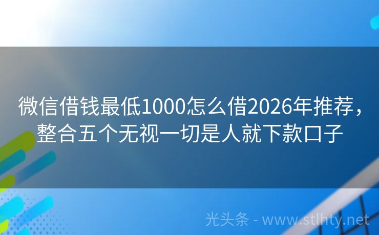 微信借钱最低1000怎么借2026年推荐，整合五个无视一切是人就下款口子