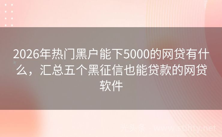 2026年热门黑户能下5000的网贷有什么，汇总五个黑征信也能贷款的网贷软件