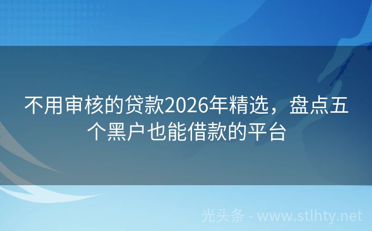 不用审核的贷款2026年精选，盘点五个黑户也能借款的平台