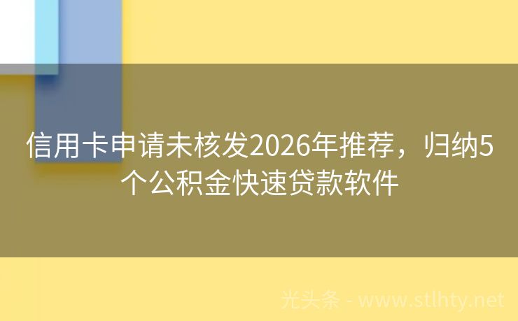 信用卡申请未核发2026年推荐，归纳5个公积金快速贷款软件