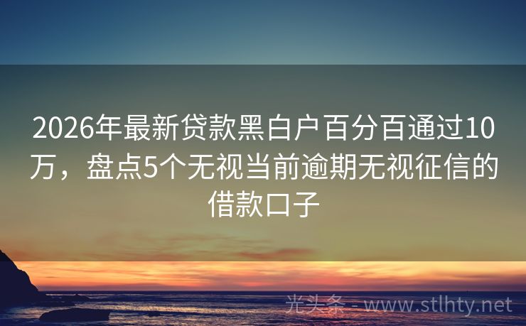 2026年最新贷款黑白户百分百通过10万，盘点5个无视当前逾期无视征信的借款口子