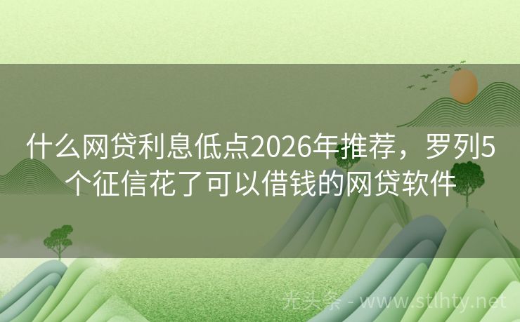 什么网贷利息低点2026年推荐，罗列5个征信花了可以借钱的网贷软件