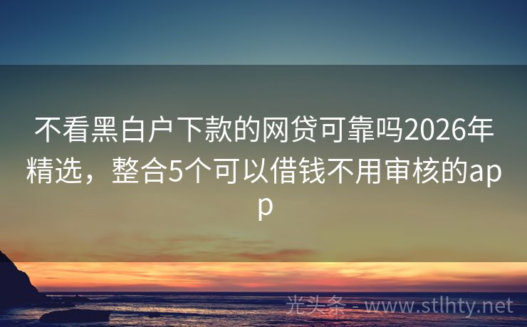 不看黑白户下款的网贷可靠吗2026年精选，整合5个可以借钱不用审核的app