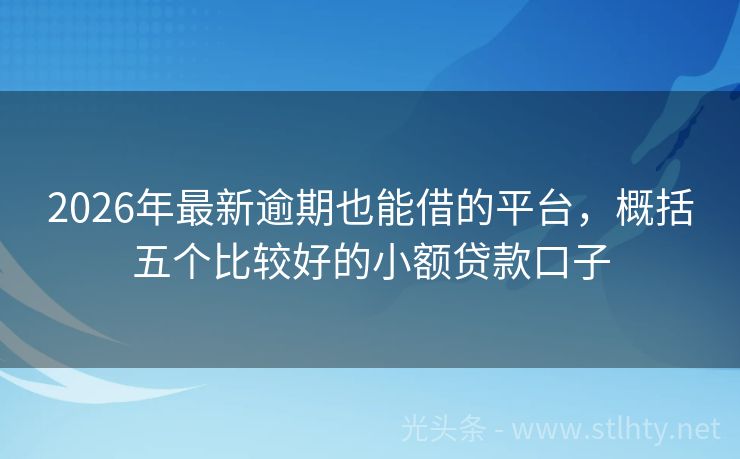 2026年最新逾期也能借的平台，概括五个比较好的小额贷款口子