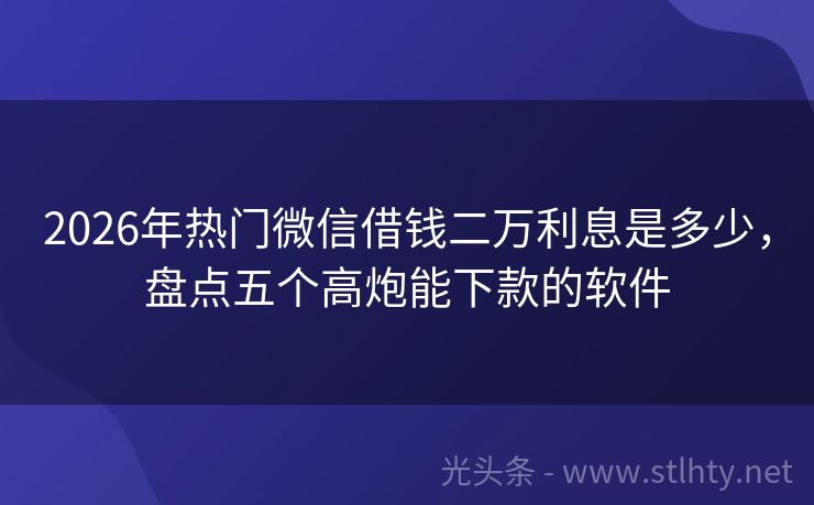 2026年热门微信借钱二万利息是多少，盘点五个高炮能下款的软件