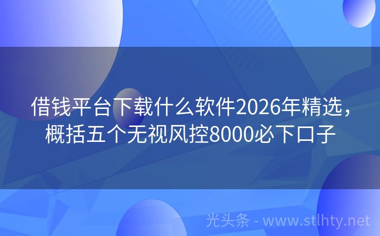 借钱平台下载什么软件2026年精选，概括五个无视风控8000必下口子