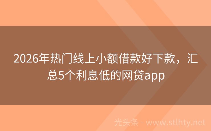 2026年热门线上小额借款好下款，汇总5个利息低的网贷app