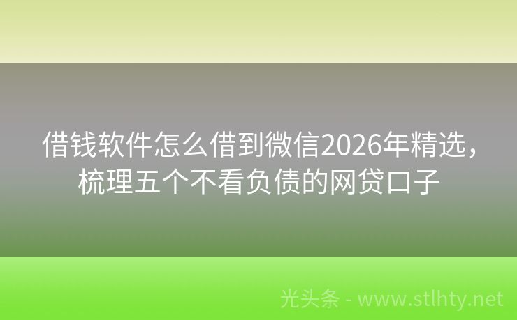借钱软件怎么借到微信2026年精选，梳理五个不看负债的网贷口子