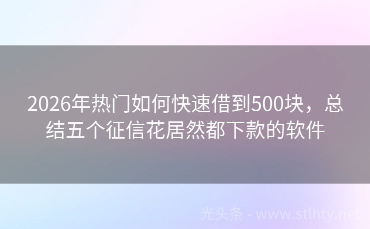2026年热门如何快速借到500块，总结五个征信花居然都下款的软件