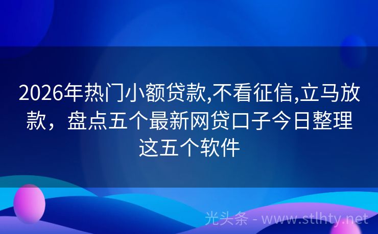 2026年热门小额贷款,不看征信,立马放款，盘点五个最新网贷口子今日整理这五个软件