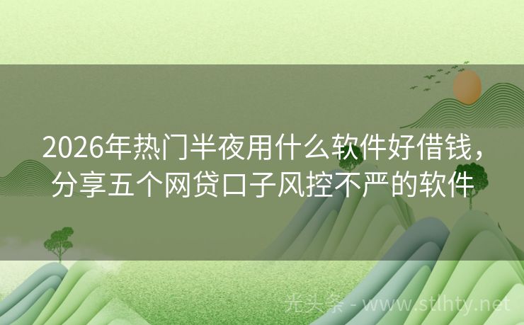 2026年热门半夜用什么软件好借钱，分享五个网贷口子风控不严的软件
