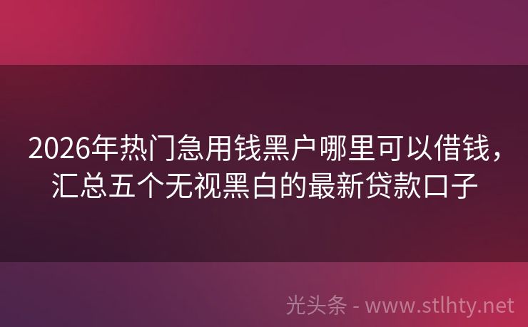 2026年热门急用钱黑户哪里可以借钱，汇总五个无视黑白的最新贷款口子