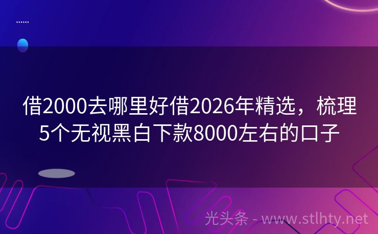 借2000去哪里好借2026年精选，梳理5个无视黑白下款8000左右的口子