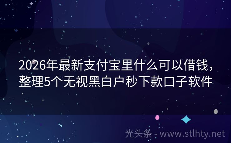 2026年最新支付宝里什么可以借钱，整理5个无视黑白户秒下款口子软件