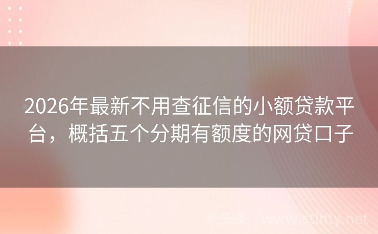 2026年最新不用查征信的小额贷款平台，概括五个分期有额度的网贷口子