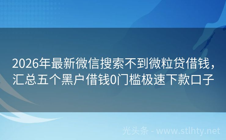 2026年最新微信搜索不到微粒贷借钱，汇总五个黑户借钱0门槛极速下款口子