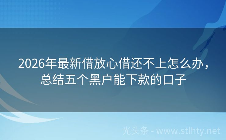 2026年最新借放心借还不上怎么办，总结五个黑户能下款的口子