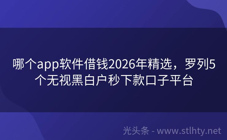 哪个app软件借钱2026年精选，罗列5个无视黑白户秒下款口子平台