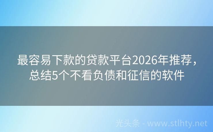 最容易下款的贷款平台2026年推荐，总结5个不看负债和征信的软件