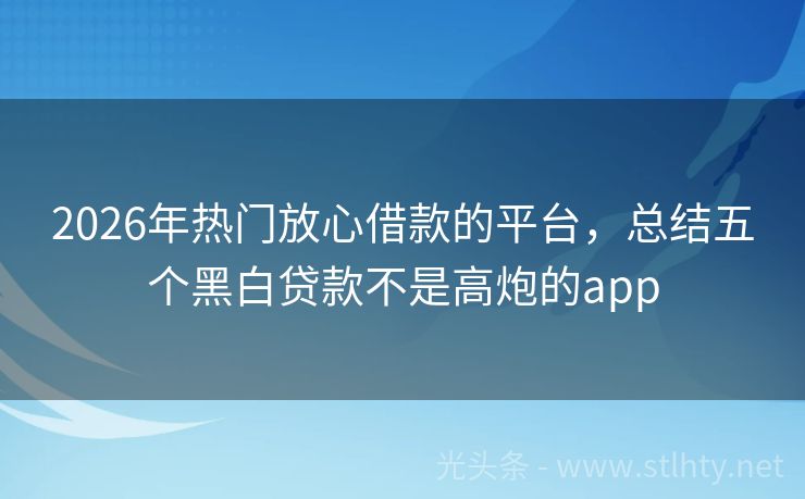 2026年热门放心借款的平台，总结五个黑白贷款不是高炮的app