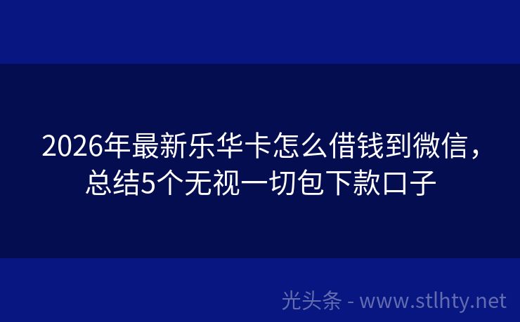 2026年最新乐华卡怎么借钱到微信，总结5个无视一切包下款口子