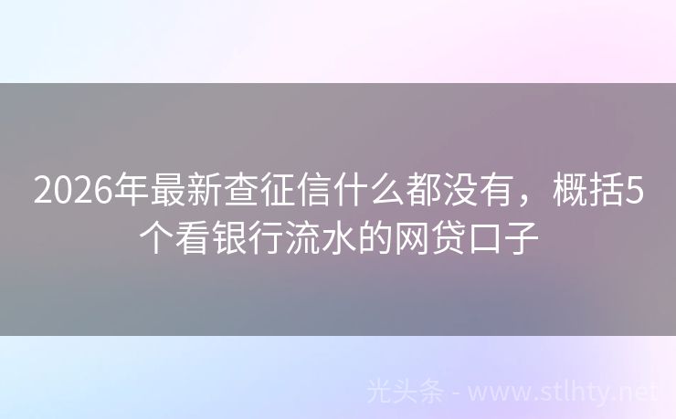 2026年最新查征信什么都没有，概括5个看银行流水的网贷口子
