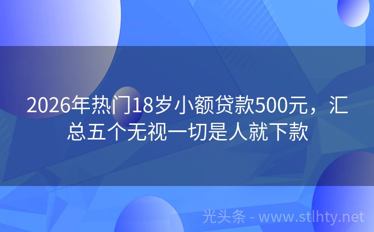 2026年热门18岁小额贷款500元，汇总五个无视一切是人就下款